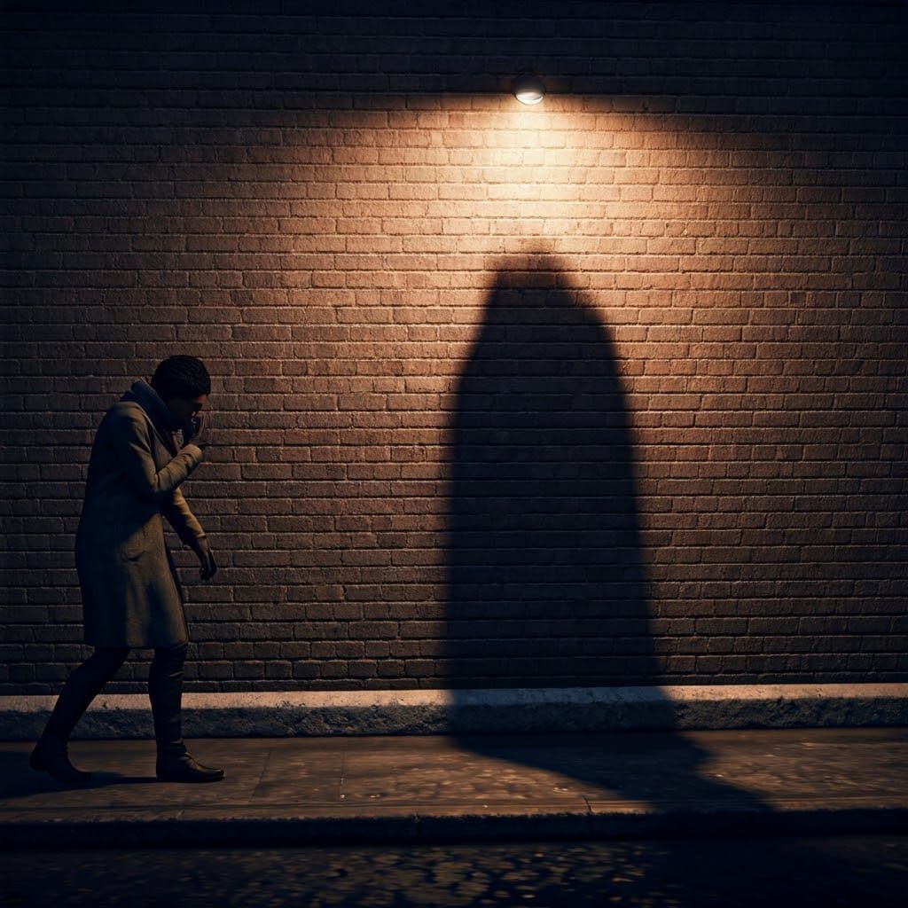 Woman's Shadow Reveals Depression: 3D Cinematic Art