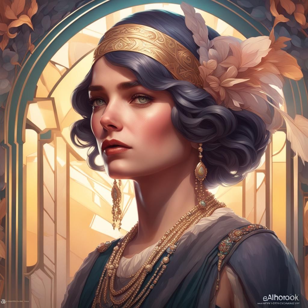 Glamorous Gatsby Portrait in Art Nouveau Style