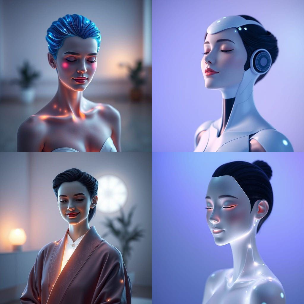 Ethereal AI Wellness Guide in Soft Light