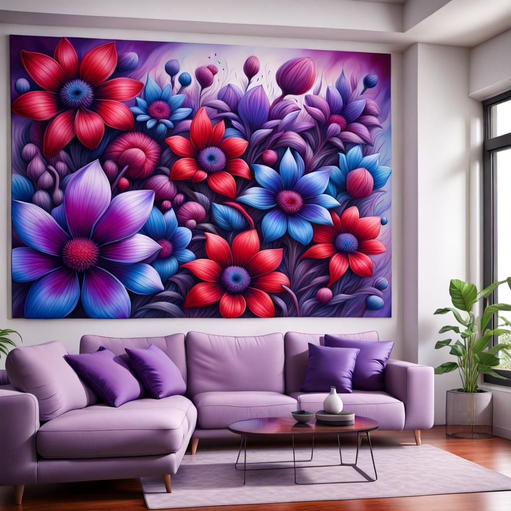 Abstract Flowers in Airbrush Australian Tonalism
