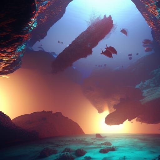 Underwater Cave Looking Upwards