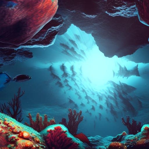 Underwater Cave Looking Upwards