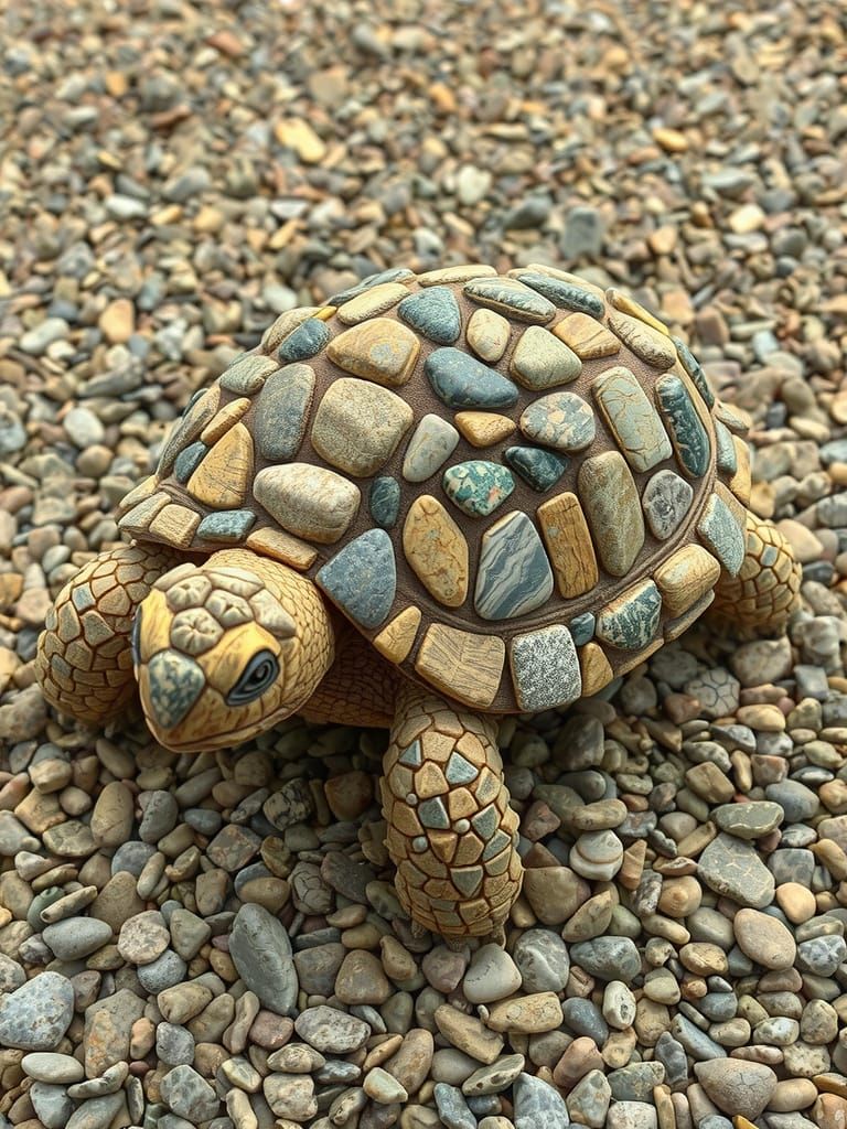 Mosaic Rock Tortoise Digital Art