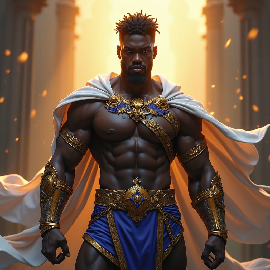 Heroic Demigod Posing in Mystical Realm