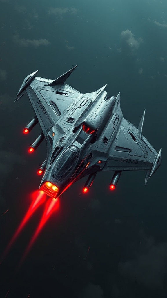 Futuristic Warplane Soars Through the Sky