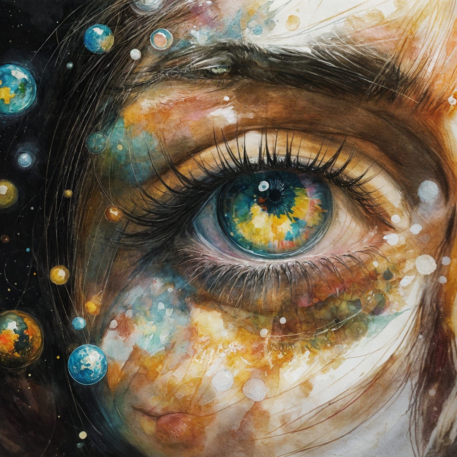 Dreamy Double Exposure Portrait in Gouache Style