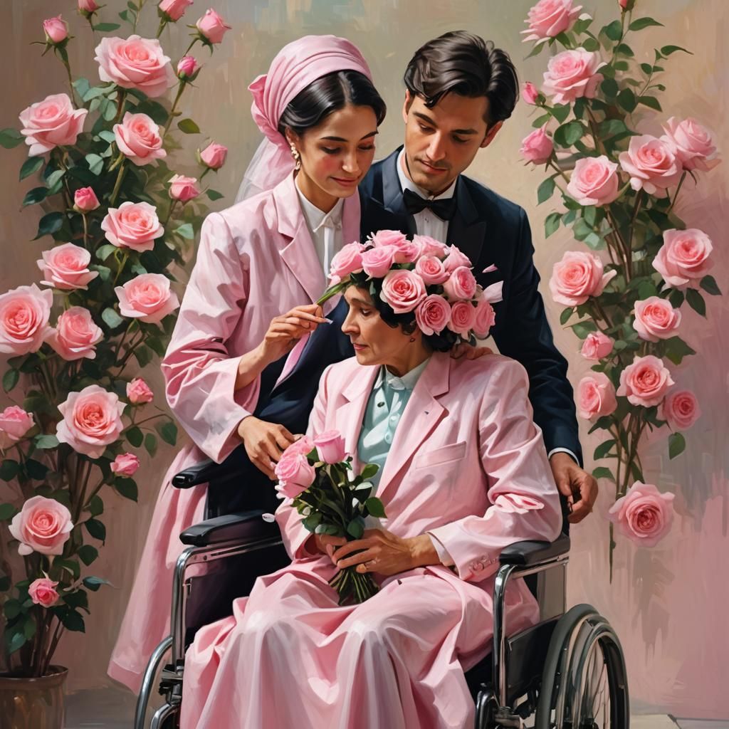 Romantic Realism: Man Gifts Roses to Woman