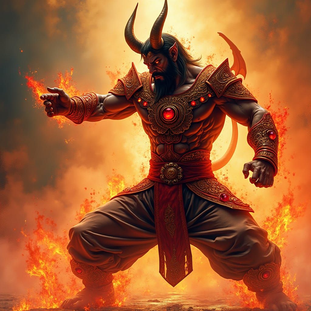 Elegant Devil Warrior in Blazing Inferno Suit