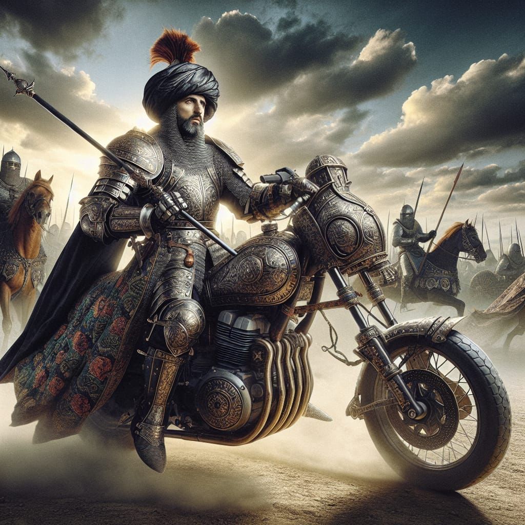 Knight on Motorcycle: Medieval Meets Modern Jousting