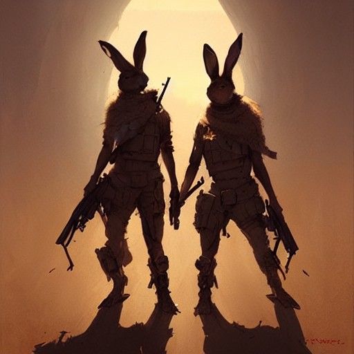 Rabbit Soldiers in Sinister Desert Landscape