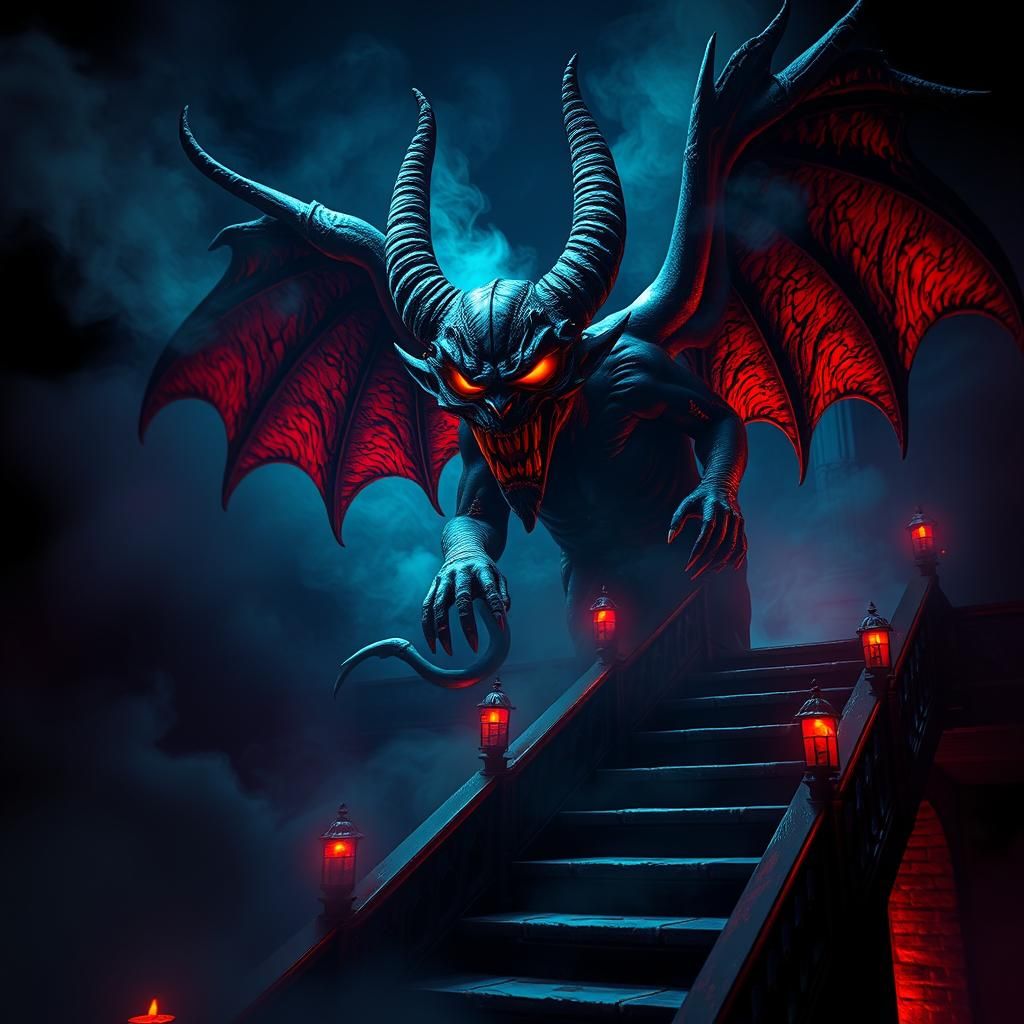 Evil gargoyle in the night