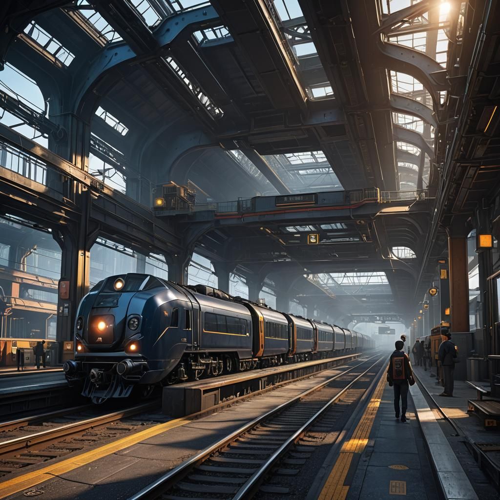 Futuristic Low-Carbon Train Platform Concept Art