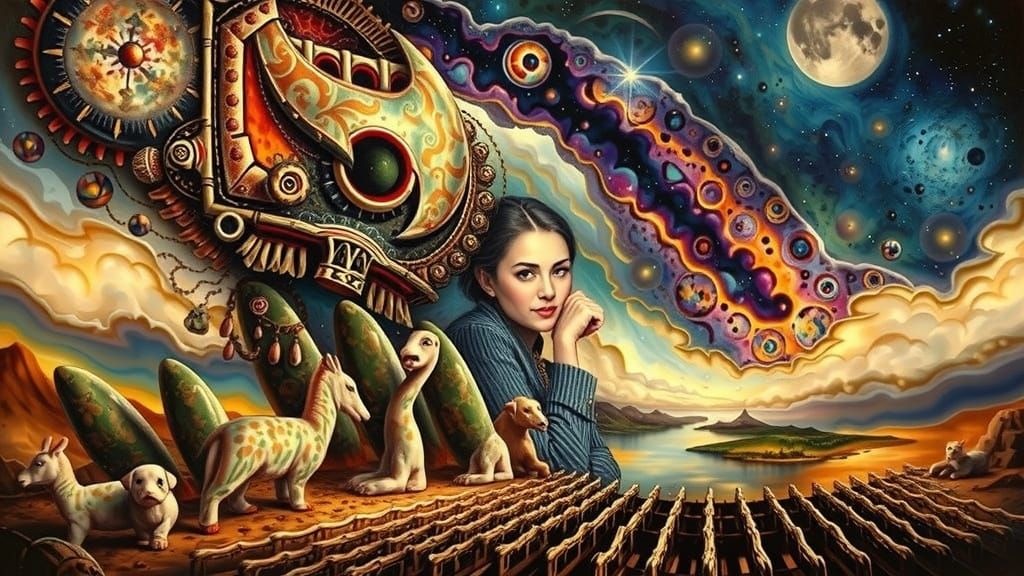 Woman in Dreamlike Inuit-Inspired Surrealist Portrait