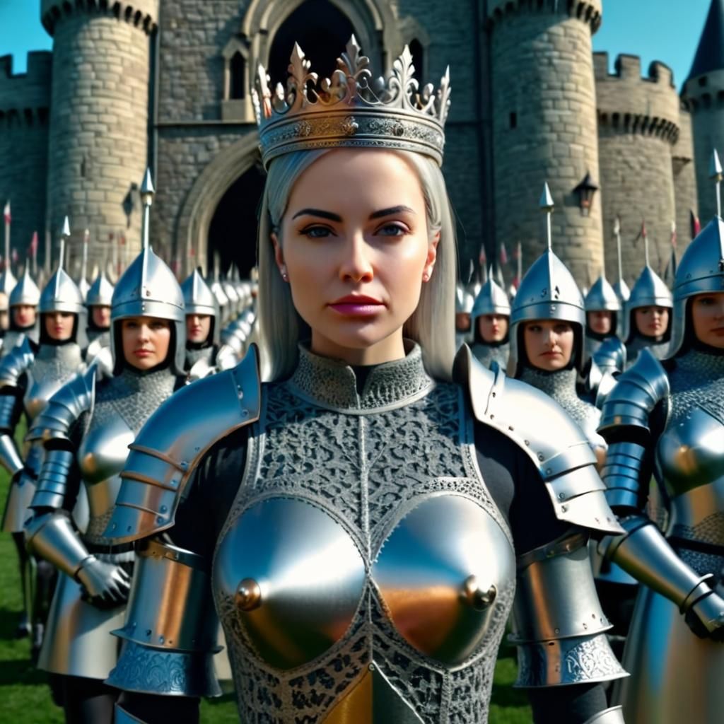 Lady Queen in front of the Palace with her troops...