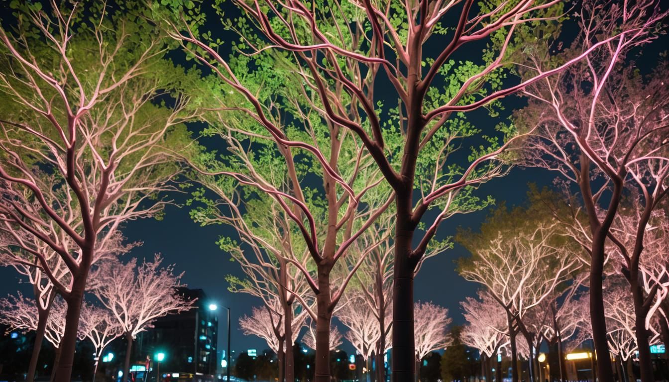 Futuristic Fluorescent Street Lighting 2050