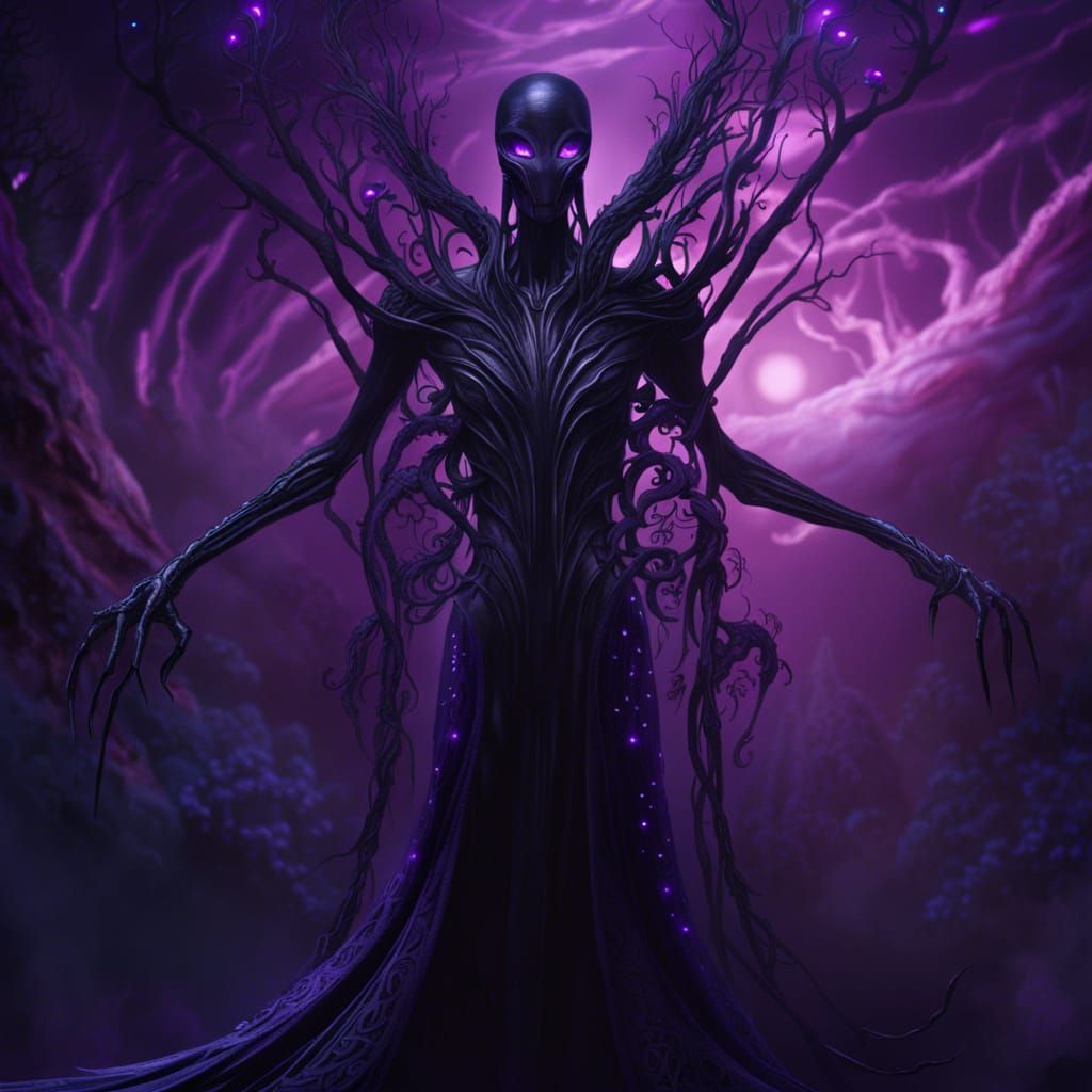 Ethereal Black Apparition with Purple Eyes