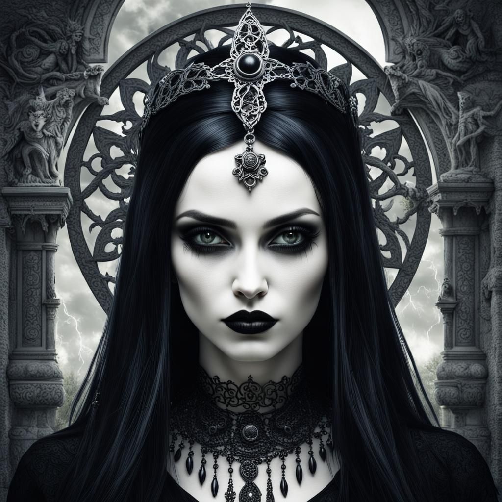 Young Gothic Goddess: Ethereal Beauty