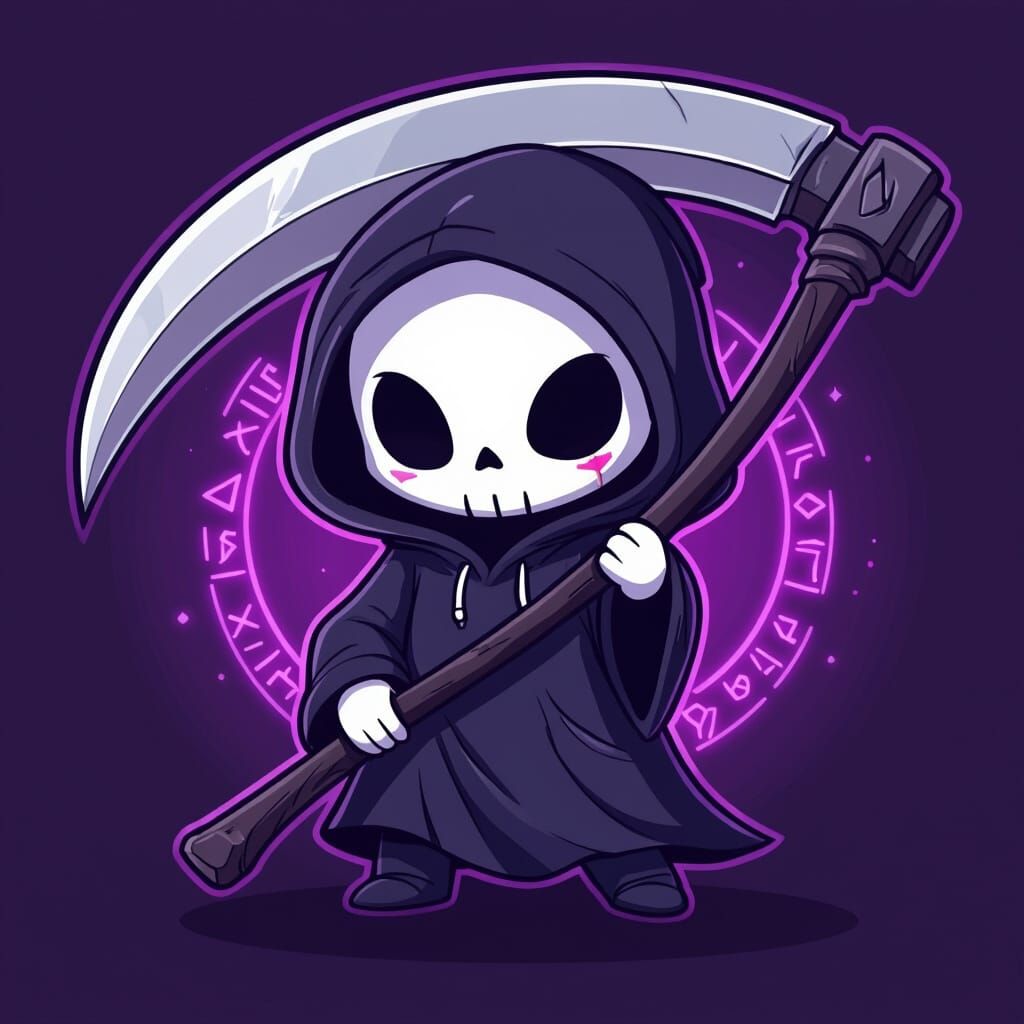 Cute Chibi Grim Reaper Sticker Design