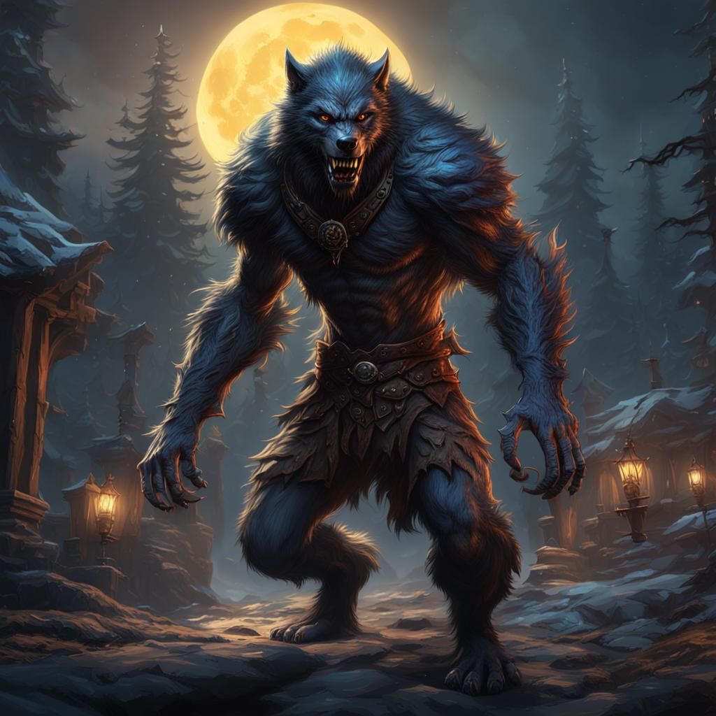 Spectacular Werewolf Portrait in Vibrant Fantasy Art