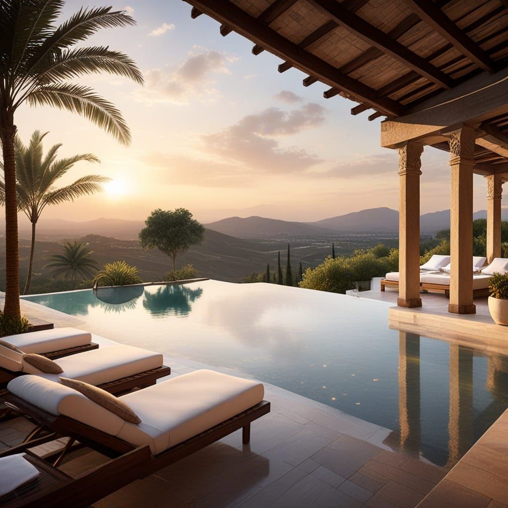 Luxury Villa Oasis with Infinity Pool and Sunset Glow