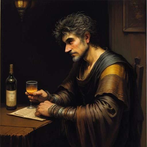 Shadowy Innkeeper in Alcohol Ink Style