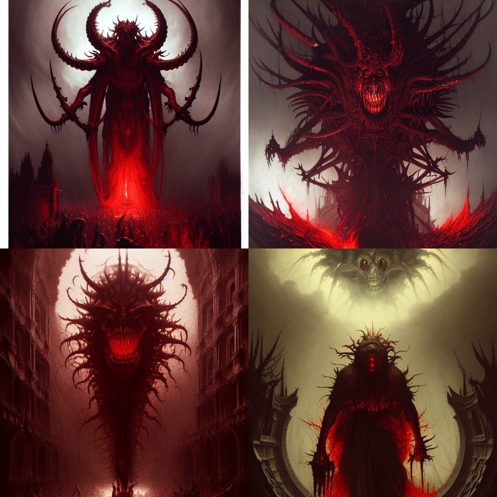 Hyperdetailed Blood Red Demon in Dark Fantasy Style