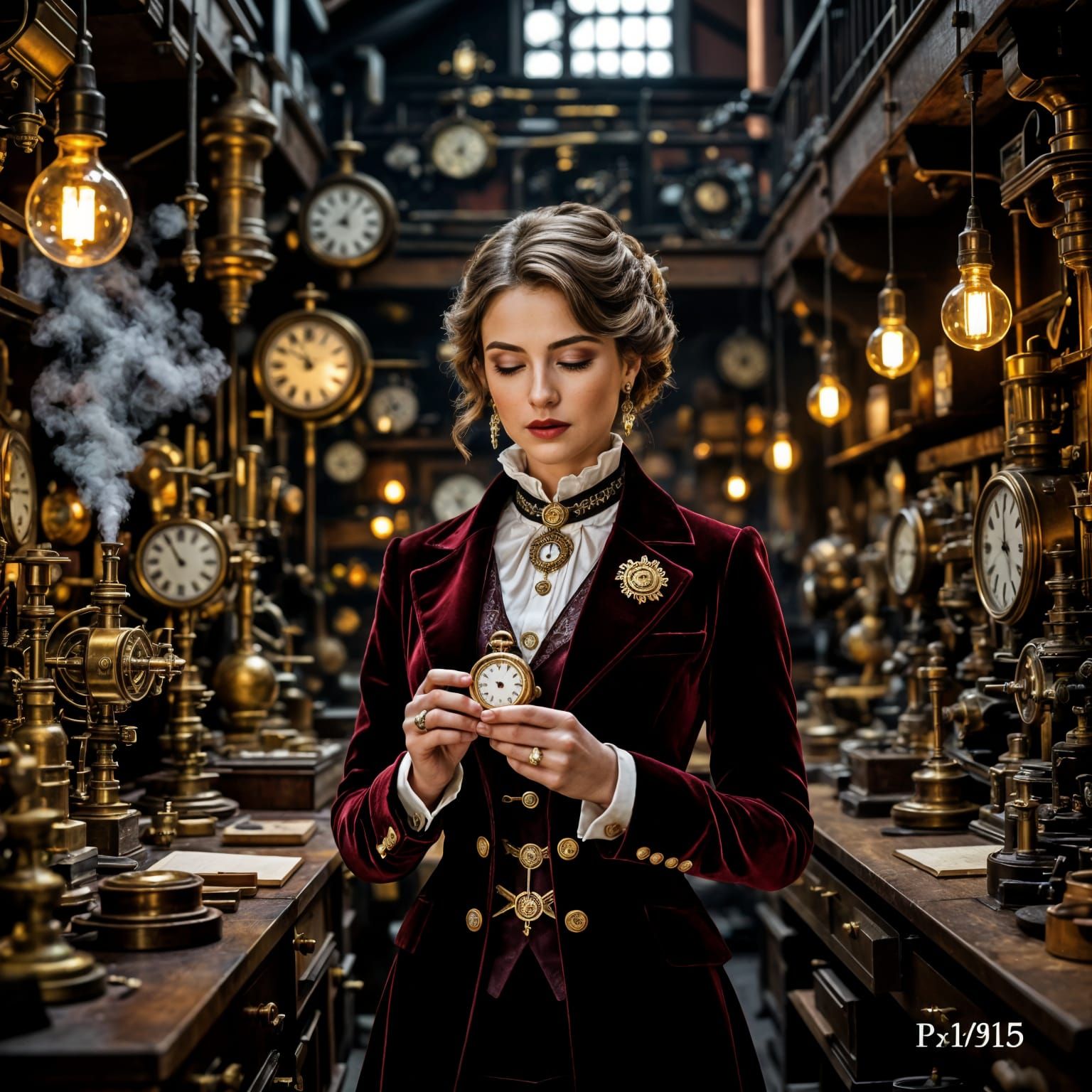Steampunk Clocksmith's Daughter with Pocket Watch