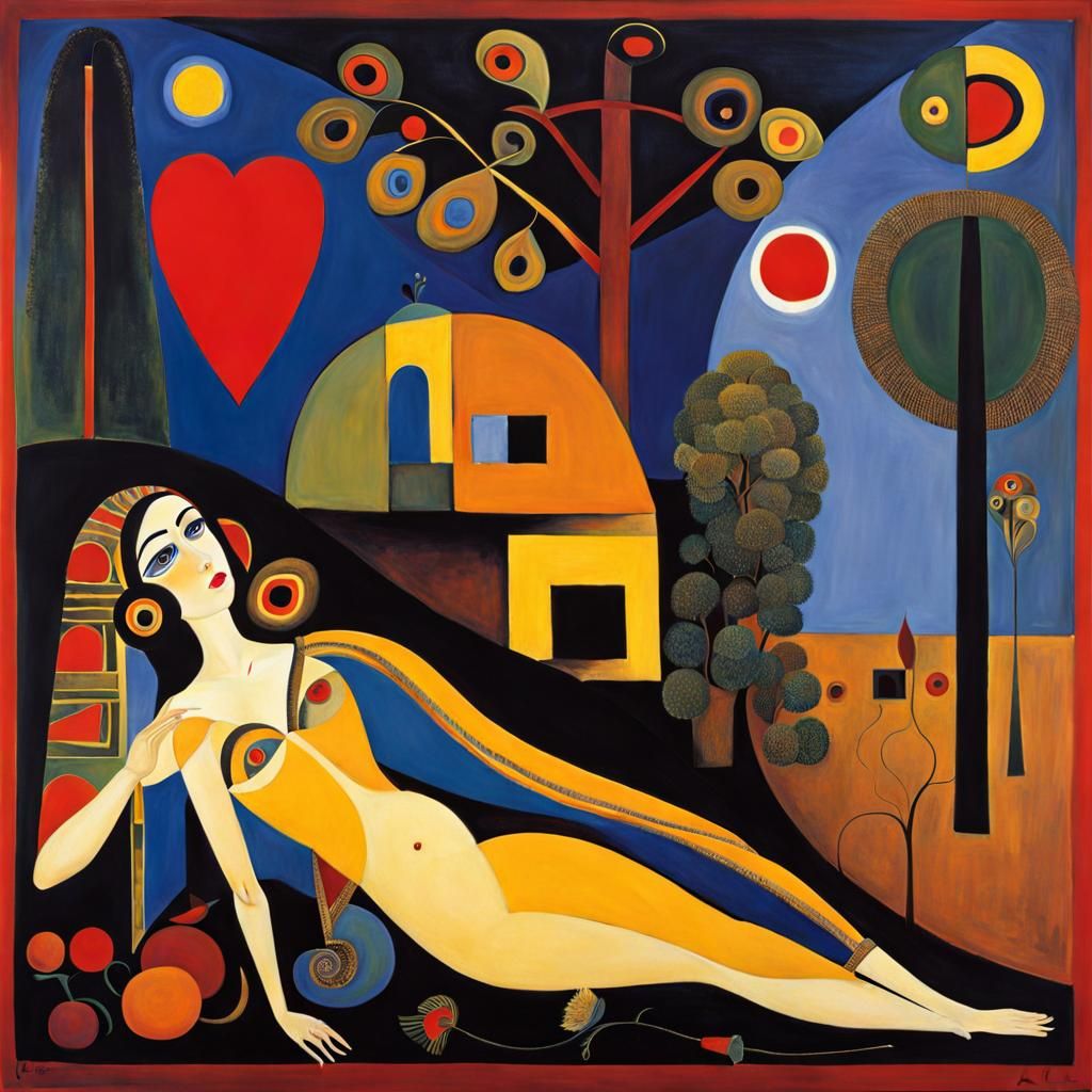 Surrealist Heart in Fauvist Cubism Style