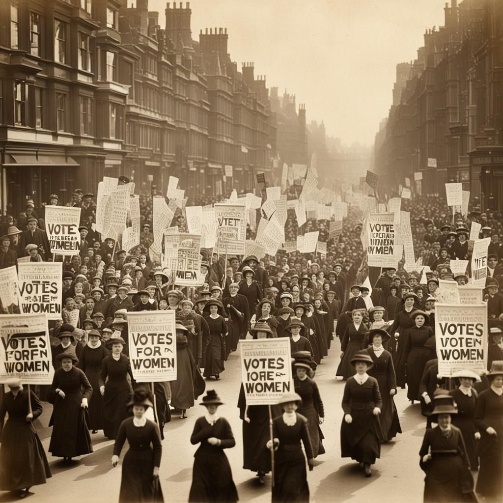 The Suffragettes marching through London demanding the vote. 1900s.