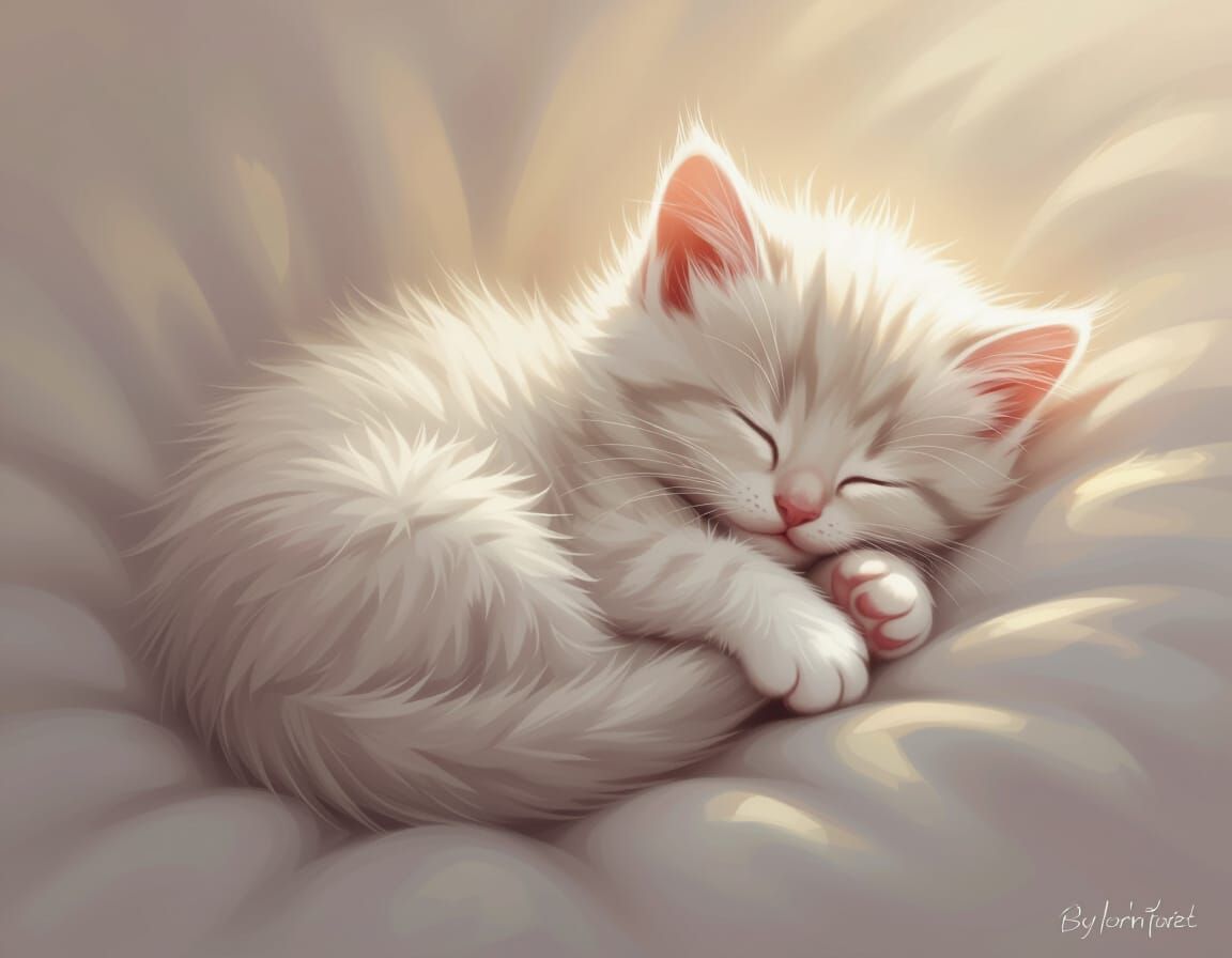 Adorable Sleeping Kitten in Gentle Glow