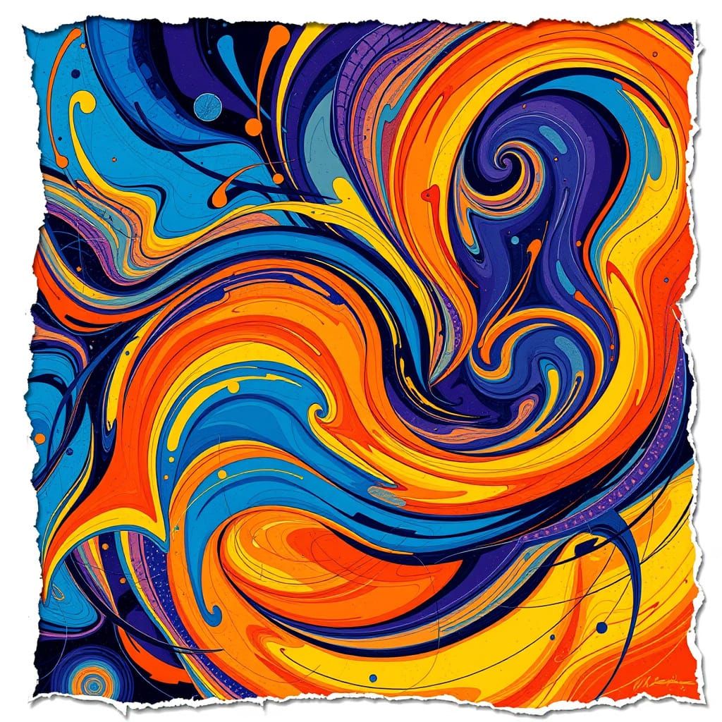 Dynamic Vector Art with Torn, Swirling Patterns