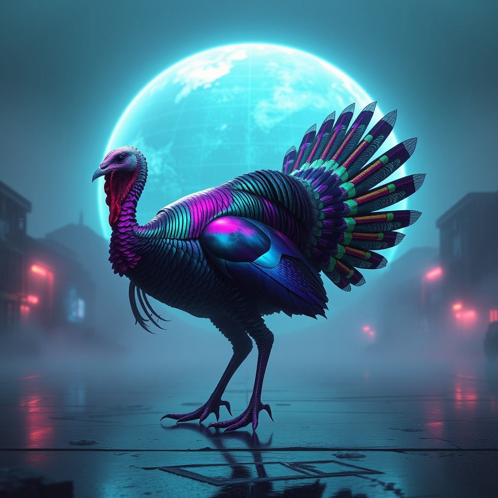 Cyberpunk Turkey on Alien Planet in Dystopian Future