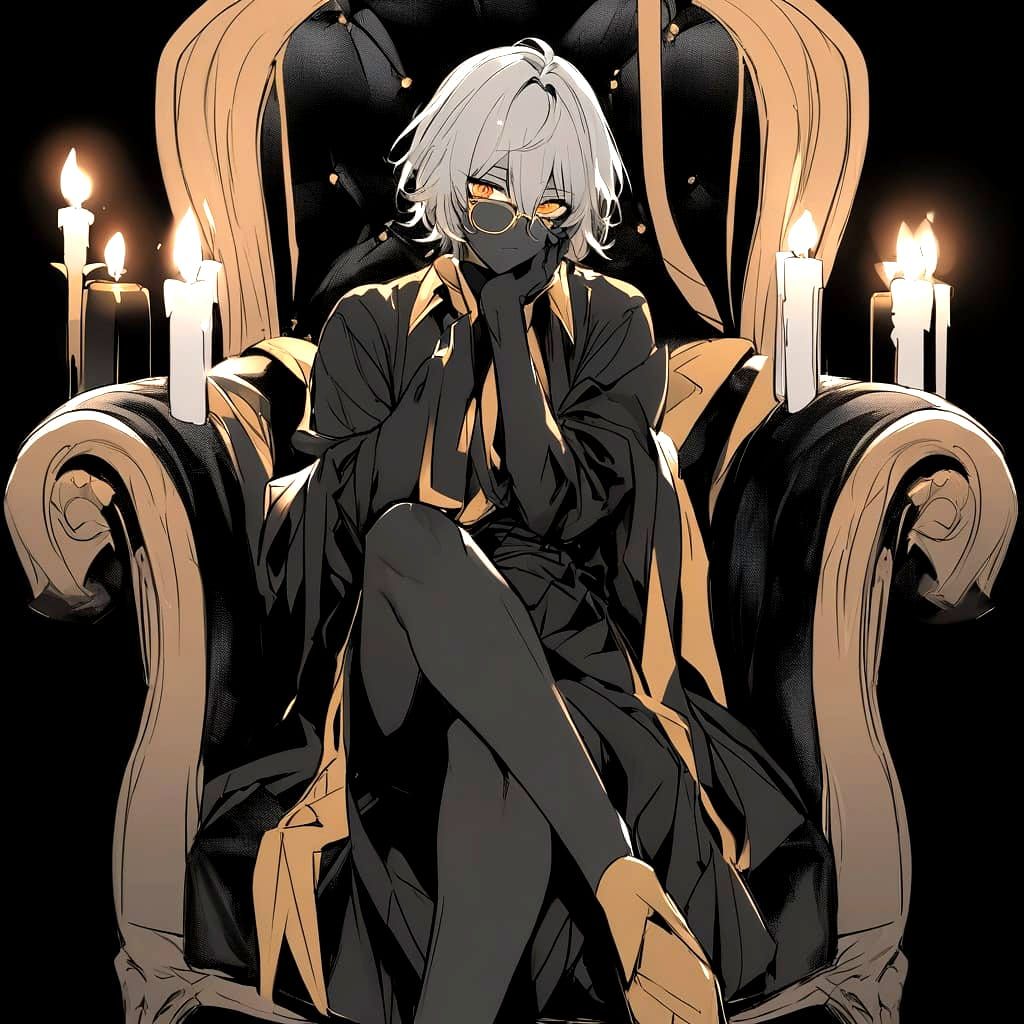 Bishounen with Fox Ears Gazing at Candles