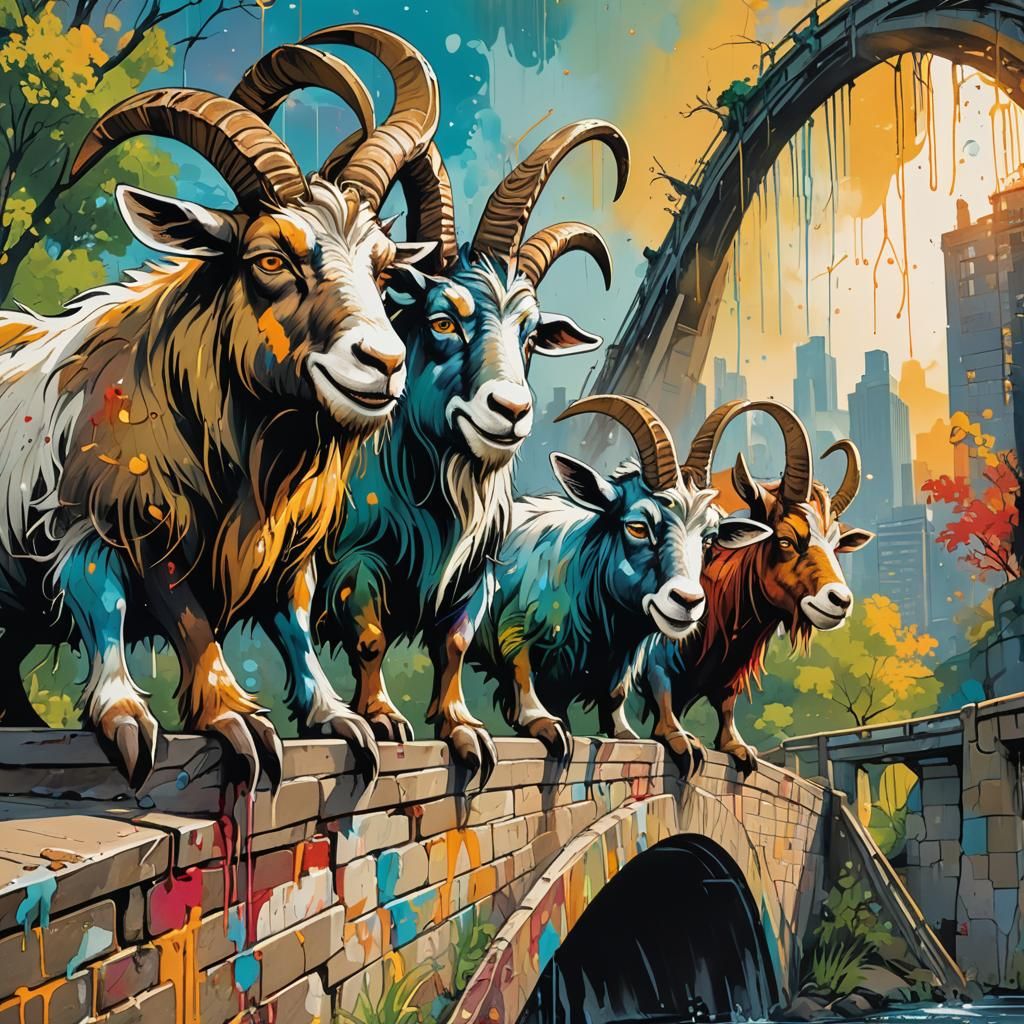 Three Billy Goats Gruff Graffiti Art