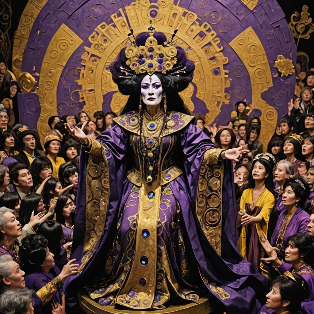 Opulent Turandot Portrait in Klimt-Inspired Dark Fantasy