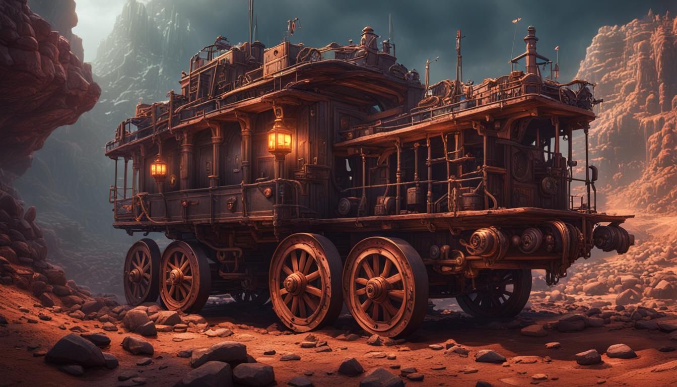 Fantastical Mine Car Ride in Detailed Matte Painting