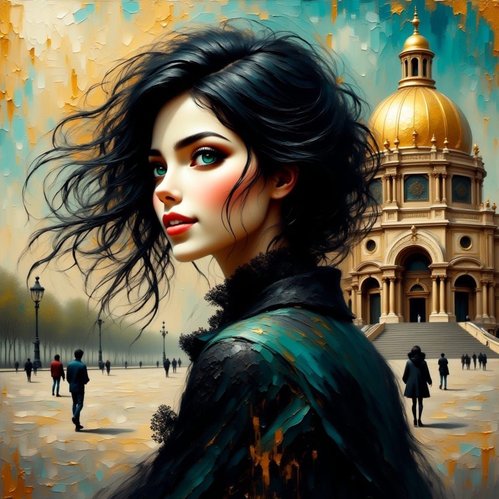 Elegant Woman in Front of Paris Opera House