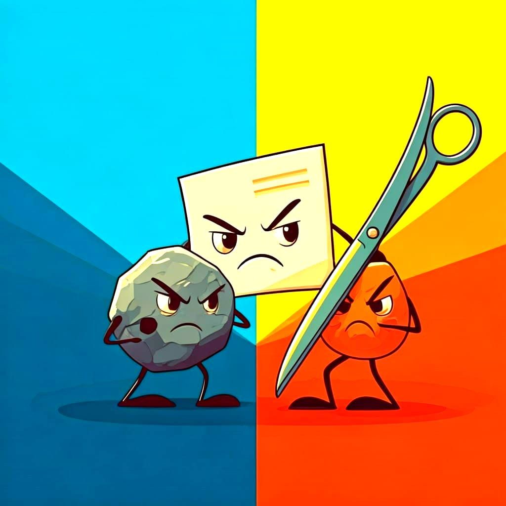 Cartoon Rock Paper Scissors Pop Art Showdown