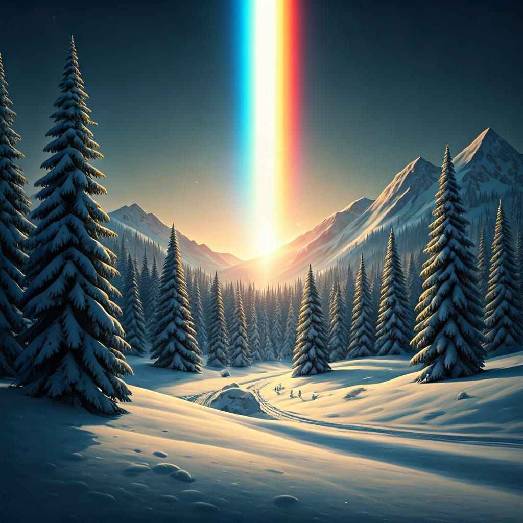 Crystal Prism Rainbow Illuminates Winter Landscape