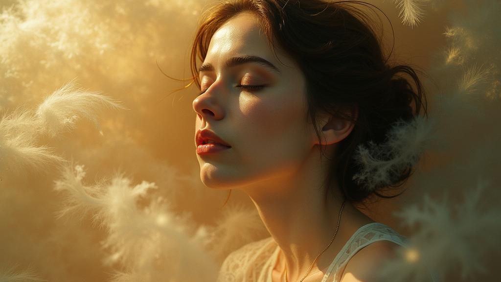 Ethereal Woman Portrait in Art Nouveau Style