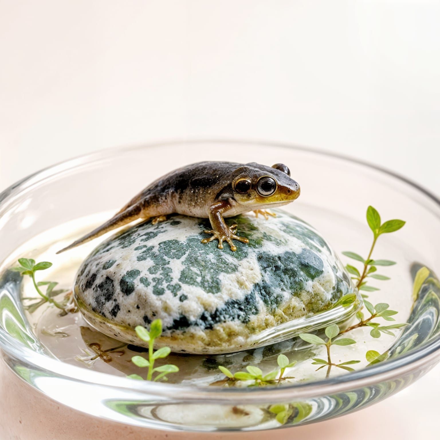 Macro Photograph of Tadpole on Rock