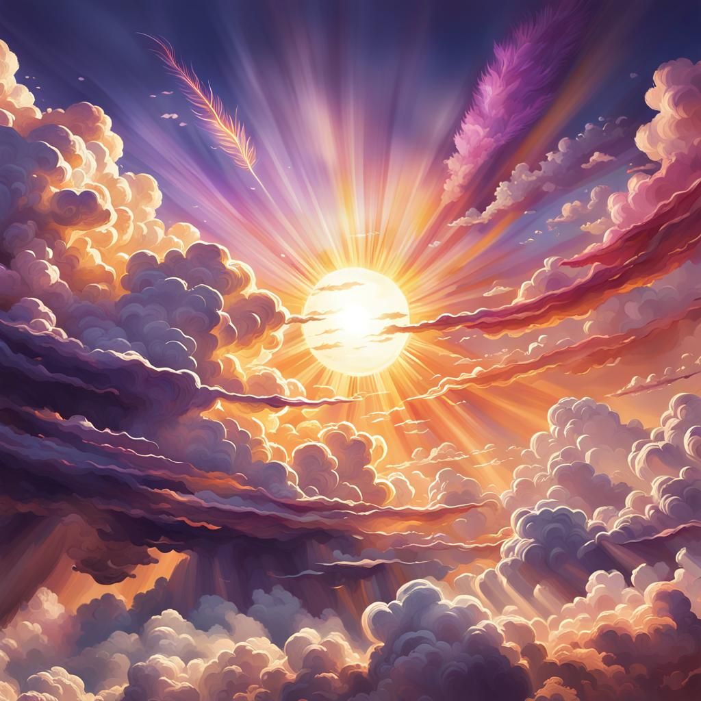 Sun Shines Over Clouds: Hyperrealistic Concept Art