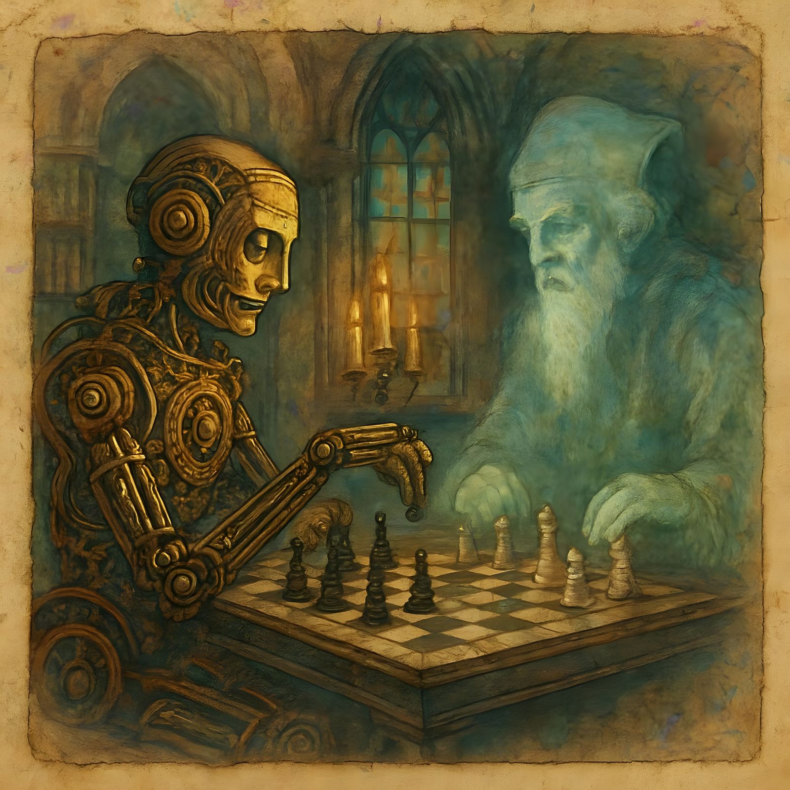 Automaton and Ghostly Grandmaster Play Chess