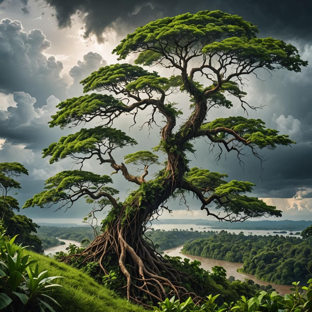 Tree Bends in Amazon Storm