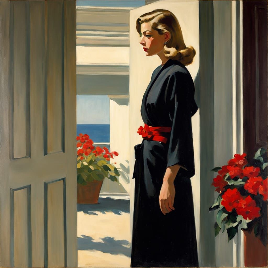 Lauren Bacall in Doorway: Post-Impressionistic Oil
