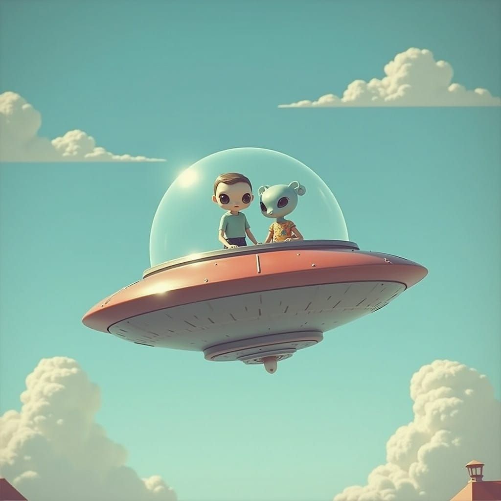 Retro-Futuristic UFO Family Portrait