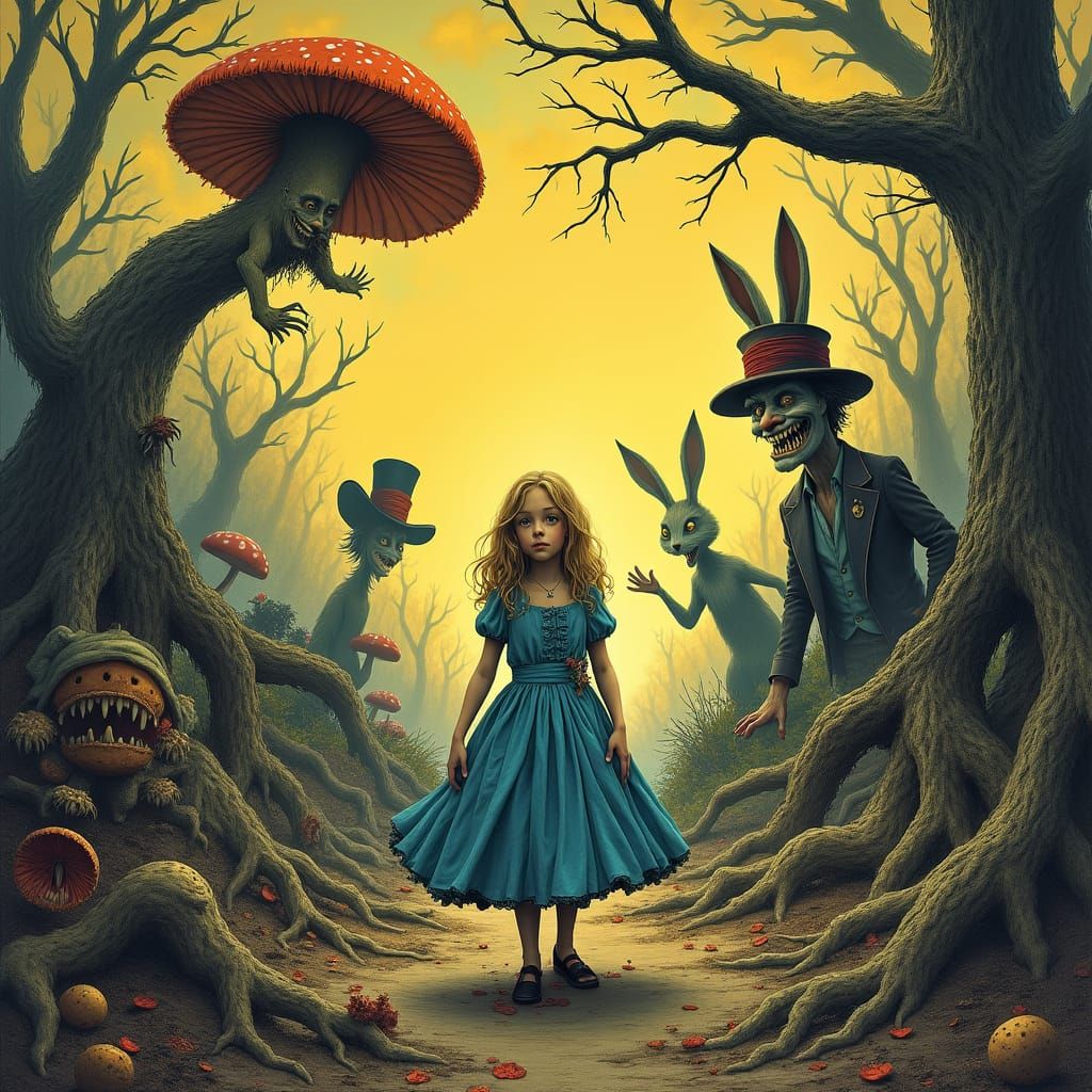 Alice's Macabre Wonderland: A Haunting Surreal Vision