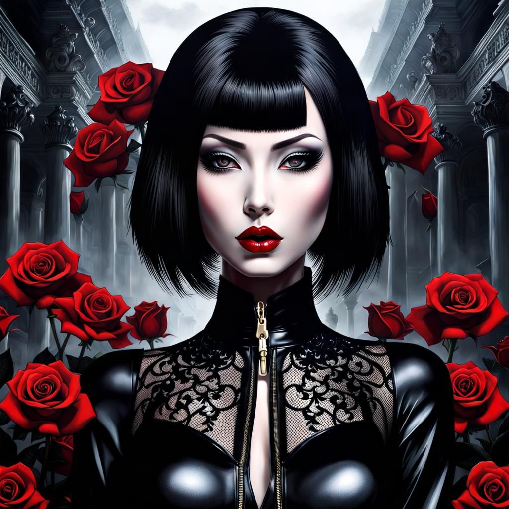 Gothic Latex: Beautiful Woman in Dark Art Style