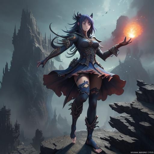 Anime Girl Showing Soles: Detailed Matte Painting