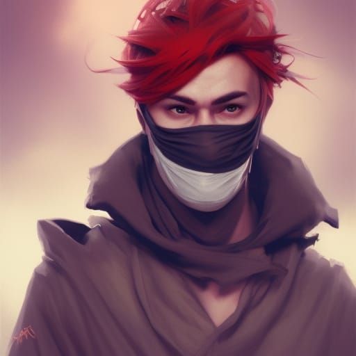 Masked Redhead Fantasy RPG Character Portrait